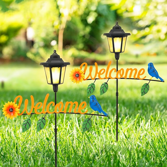 Lewondr Solar Garden Lights Hummingbird, 36.6 Inch Solar Lamp Post Light by Lewondr