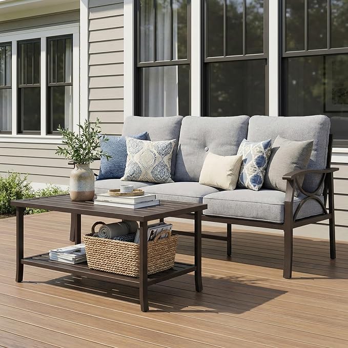 RoyalCraft 3 Seats Outdoor Patio Furniture Set, Outdoor Metal Sectional - Image 7