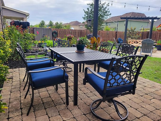 Domi 7 Pieces Patio Dining Sets All-Weather Metal Outdoor Modern Dining Sets - Image 2