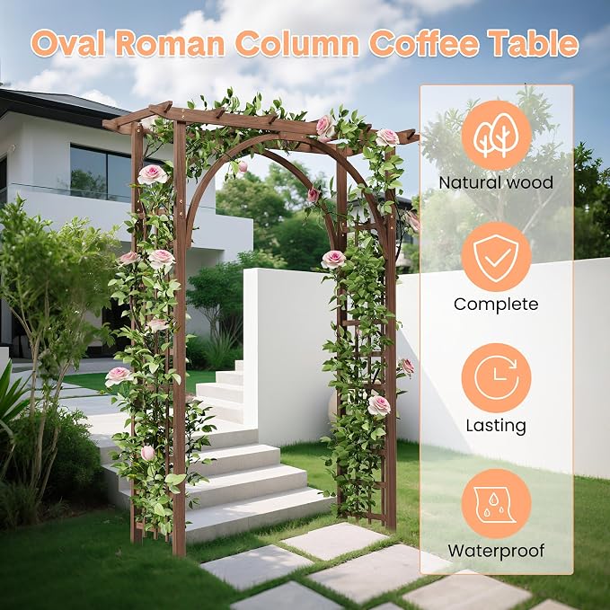 85 inch Garden Arbor Arch, Solid Wood Wedding Arch Ceremony Backyard, Rustic - Image 4