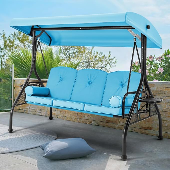 HOMREST 3 Seat Outdoor Porch Swing - Image 6