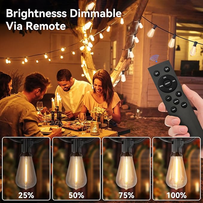 100 FT Outdoor String Lights for Outside, IP65 Waterproof ST38 LED Shatterproof - Image 2