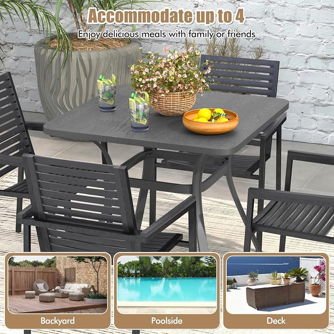 Giantex Patio Dining Table, 32”x32”x29” Outdoor Table, Heavy-Duty Metal Square - Image 7
