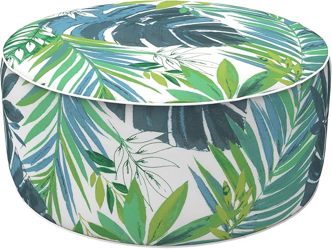 LVTXIII Outdoor/Indoor Round Inflatable Ottoman, All Weather Patio Footstool by LVTXIII