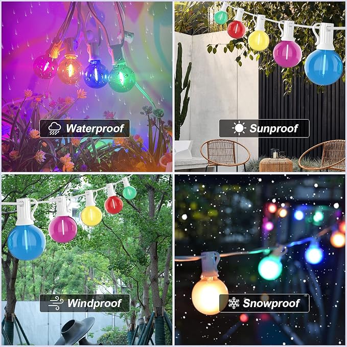 25Ft LED Outdoor String Lights, G40 Outdoor Christmas Decorations Lights - Image 6