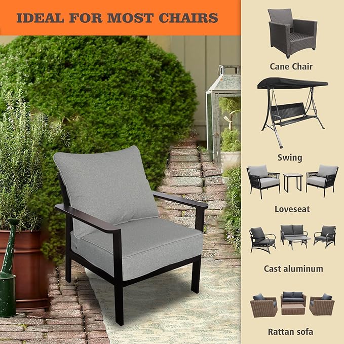 Goodgoods 22 x 24 Outdoor Patio Deep Seat Cushions Set of 2, Fade-Resistant & - Image 4