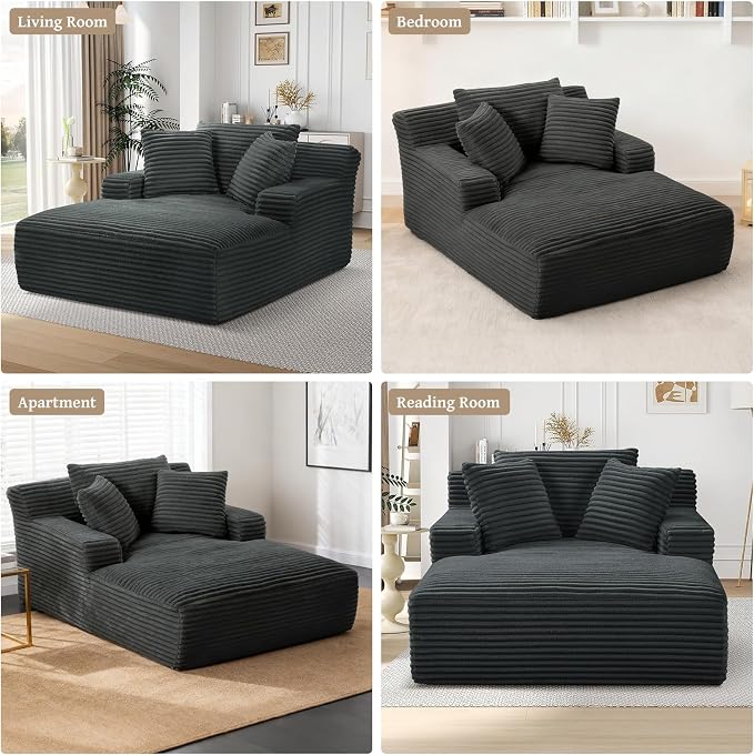 66" Chaise Lounge Chair Indoor, Oversized Boneless Couch Comfy Upholstered - Image 7