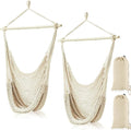 Barydat 2 Pcs Hanging Hammock Chair Boho Swing Chair Indoor Outdoor Cotton Rope by home
