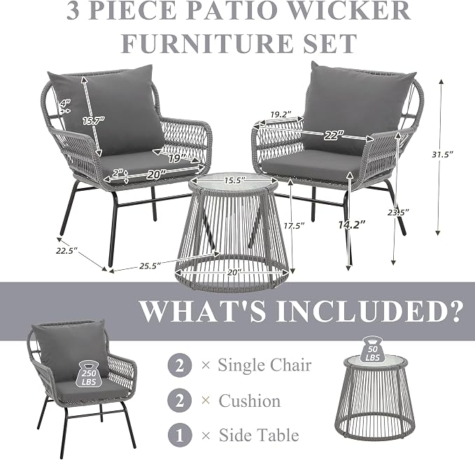 Bezseller 3-Piece Outdoor Patio Set - Image 4