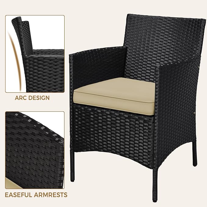 Yaheetech 3 Pieces Patio Conversation Set, Outdoor Rattan Bistro Furniture - Image 6