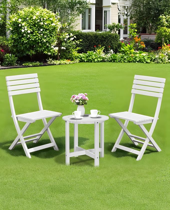 Outvita Adirondack Side Table, 18 Inch Round Outdoor End Table, HDPE Weather - Image 9