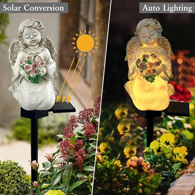 Solar Garden Angel Lights, Waterproof Outdoor Garden Angels Statue Decorations - Image 6