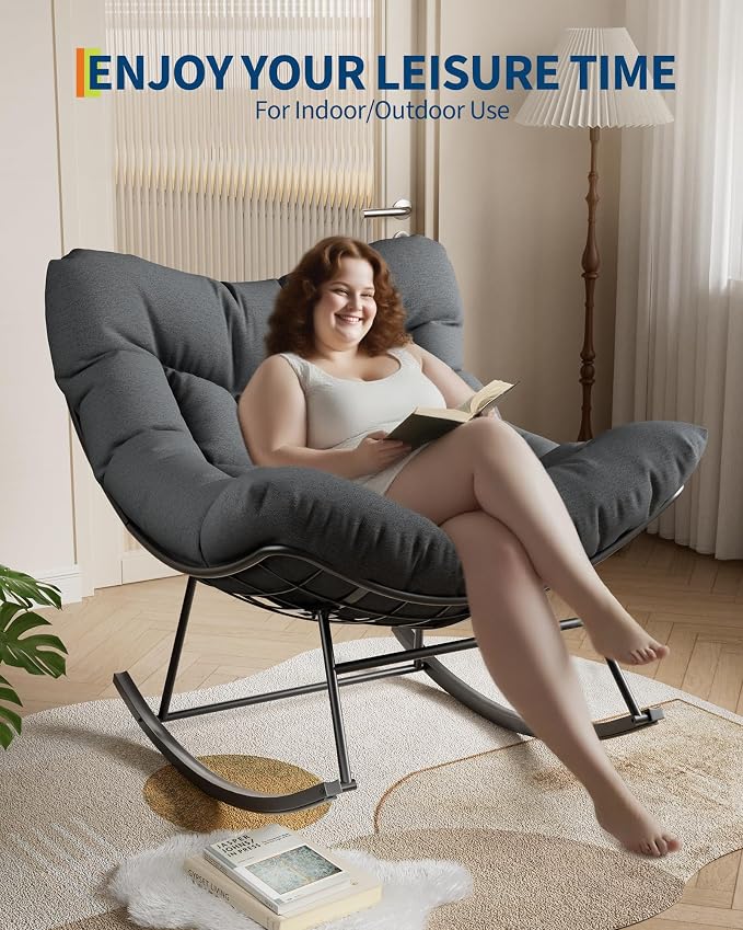 GarveeLife Outdoor Papasan Rocking Chair, Oversized Rocking Chair - Image 6