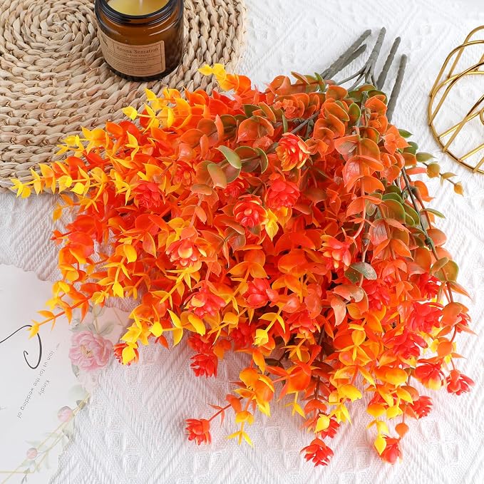AGIRL 12 Bundles Artificial Fall Flowers Outdoor Indoor Decoration, No Fade - Image 3