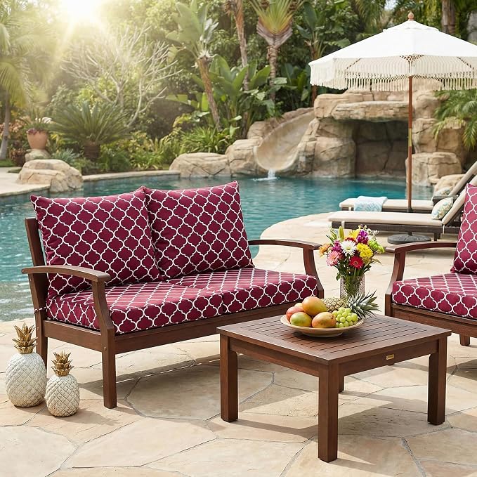 Hoteam 4 Set Outdoor Chair Patio Cushions 20 x 20 Inch Deep Seat Waterproof - Image 6
