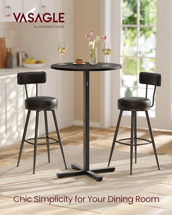 VASAGLE Round Cocktail Table, High Top Bar Pub Table - Image 2