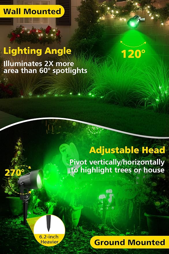 T-SUN Green Spotlight Outdoor, Waterproof LED Landscape Lighting - Image 6