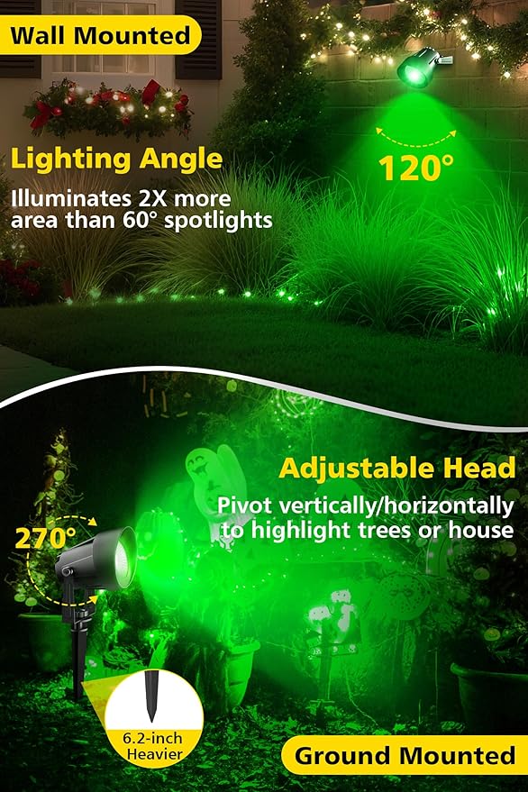 T-SUN Green Spotlight Outdoor, Waterproof LED Landscape Lighting - Image 6