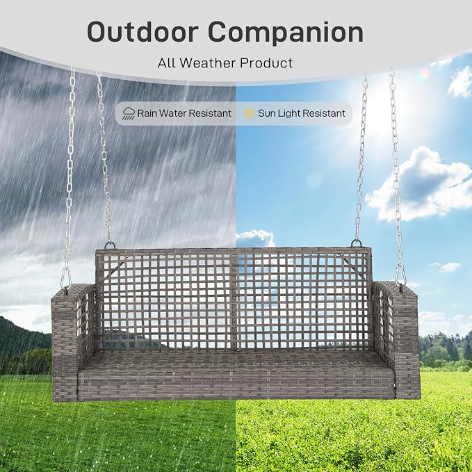 Outvita Porch Swing, 4FT Hanging Outdoor Porch Swings - Image 6