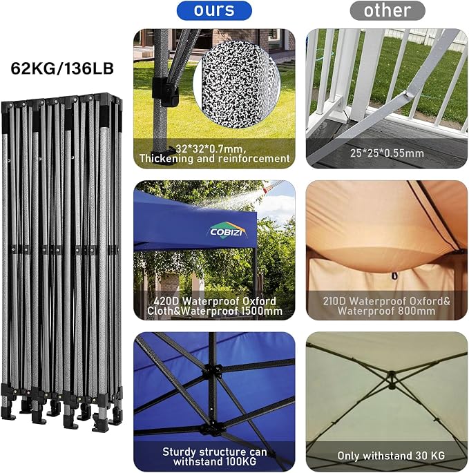 COBIZI 10x30 Pop up Canopy, Heavy Duty Outdoor Party Tents - Image 4