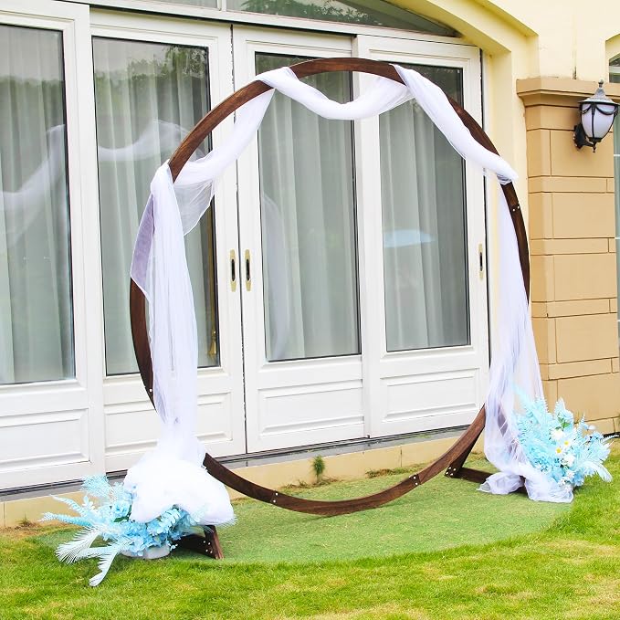 7.5FT Circle Wood Arch for Wedding Ceremony Arbor Backdrop Stand for Garden - Image 6