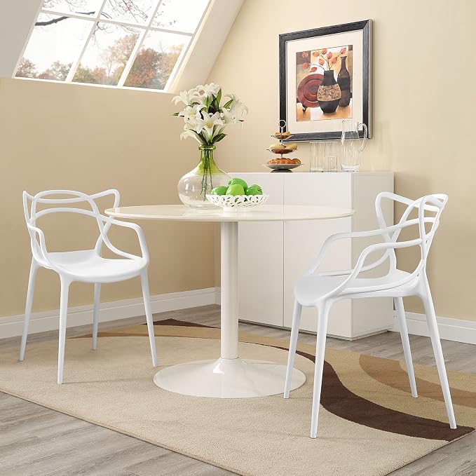 Modway Entangled Modern Molded Plastic Two Dining Armchairs in White - Image 2