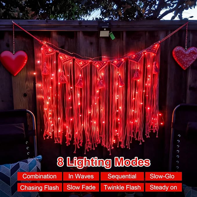 QITONG 4 Pack Solar Fairy Lights, Each 33ft 100 LED Red Christmas String Light - Image 5