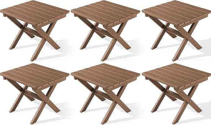 SERWALL Folding Outdoor Side Table Set of 6, Adirondack End Table by SERWALL