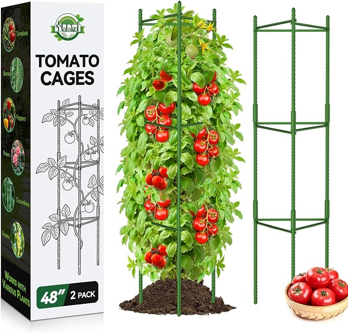 Halatool 2 Pack Tomato Cages for Garden, Garden Stakes Tomato Trellis for Pots by HALATOOL