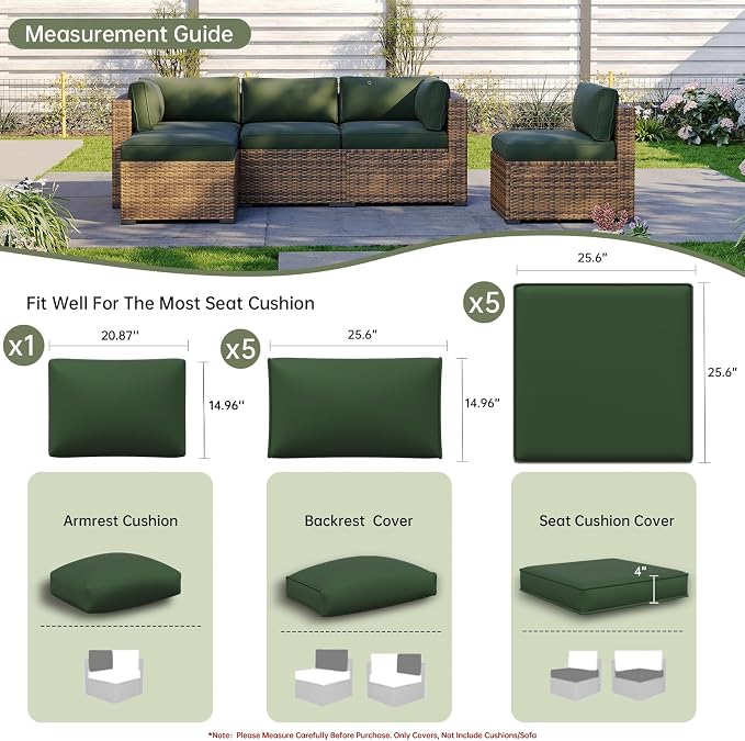 Aoxun 11pcs Patio Cushion Covers Replacement, Waterproof Outdoor Furniture - Image 4