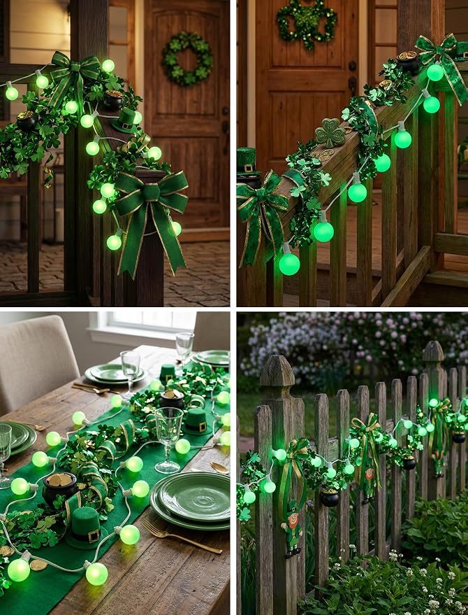 25FT G40 LED Outdoor St. Patrick's Day Green String Lights, St. Patrick's Day - Image 7