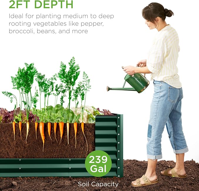 Best Choice Products 8x2x2ft Outdoor Metal Raised Garden Bed, Rectangular Deep - Image 2