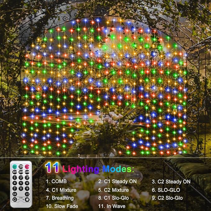 ZAIYW 10x10Ft Curtain Lights Connectable Warm White & Multicolor Changing 300 - Image 5