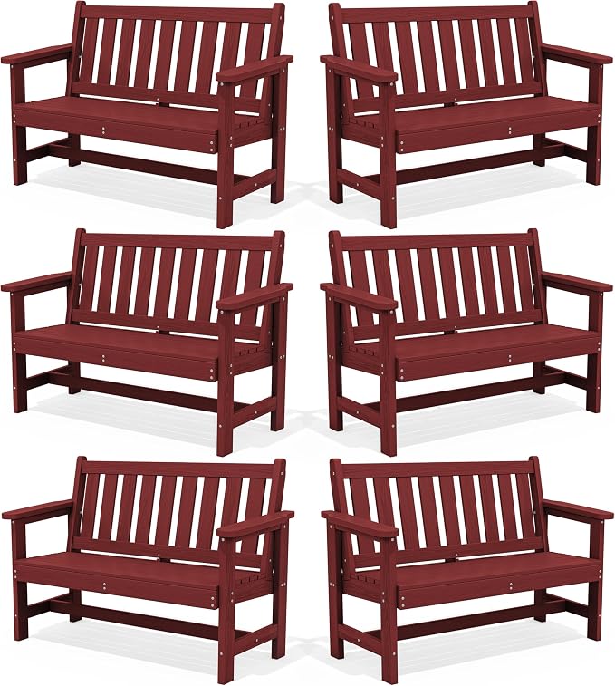 SERWALL Outdoor Bench, HDPE Outdoor Benches Weatherproof, 2-Person Garden Bench by SERWALL