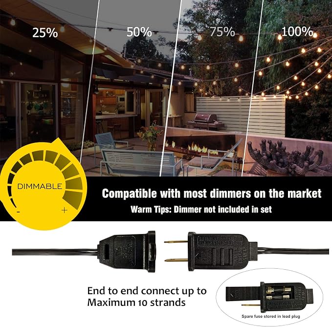 DAMAING Outdoor 100FT Globe String Lights - Image 2