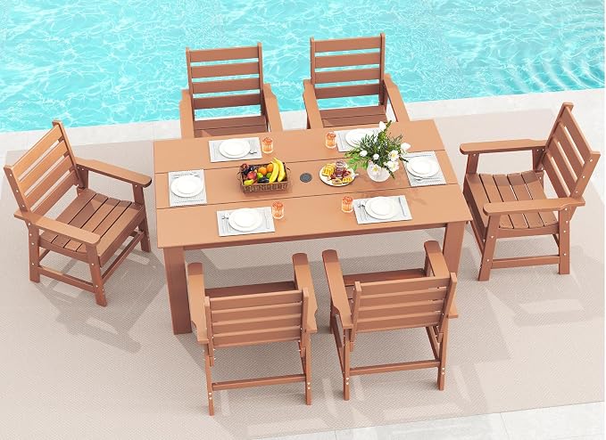GREENVINES 7-Piece Outdoor Dining Set | HDPE | Patio Table and Chairs Sets by GreenVines