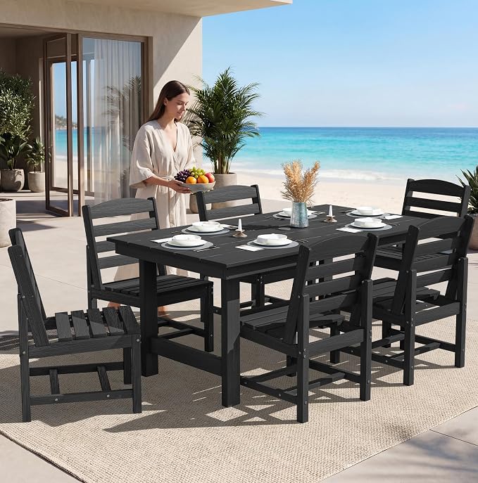SERWALL Patio Dining Sets for 6 Person, HDPE Dining Set - Image 4