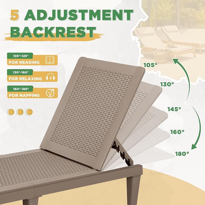 Greesum Outdoor Chaise Lounge Chairs Set of 4 - Image 6