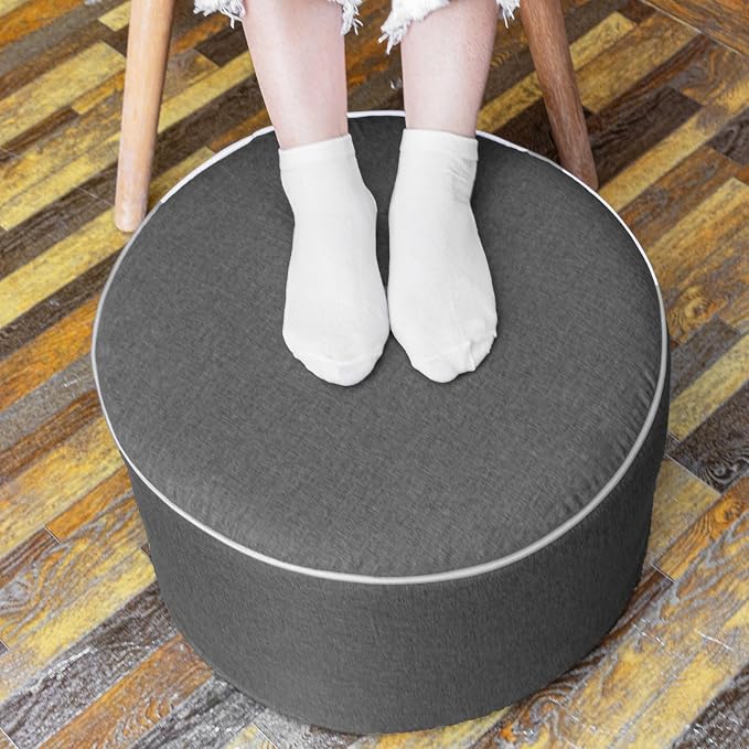 Outdoor Indoor Foam Stuffed Ottoman All Weather Waterproof Round Ottoman by Asuprui