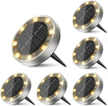 6 Pack Solar Ground Lights Outdoor, 8 LED Mini Flat Solar Disk Lights, IP65 by Unknown