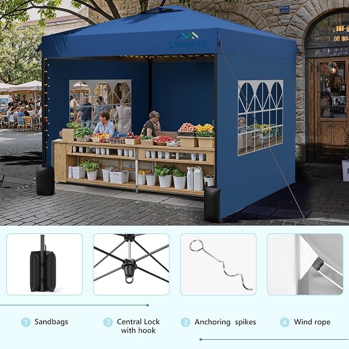 8X8 Pop Up Canopy Tent with 3 Sidewalls, Easy Up Canopy, Commercial Instant - Image 3