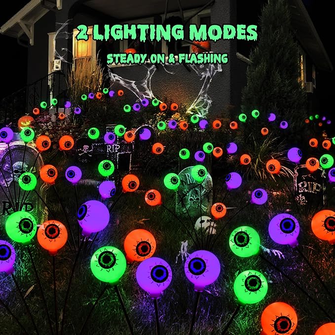 BrizLabs 6 Pack 36 LED Halloween Solar Eyeball Lights, 2 Modes Outdoor - Image 2
