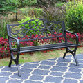 MFSTUDIO 50 Inches Outdoor Garden Bench, Cast Iron Metal Frame Patio Park Bench by MFSTUDIO