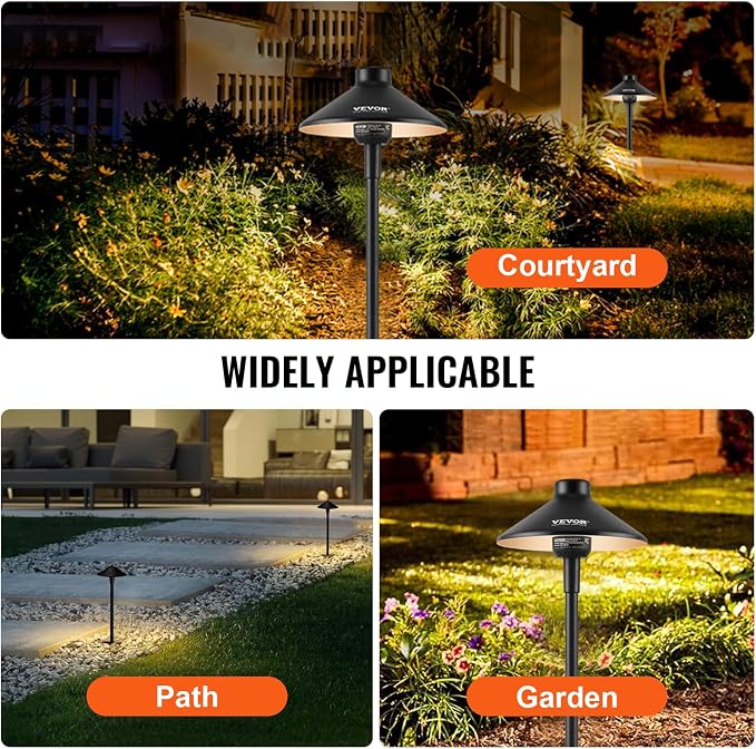 VEVOR 12 Pack Low Voltage Landscape Path Lights, 3W 210LM 12V-24VAC/DC Outdoor - Image 6
