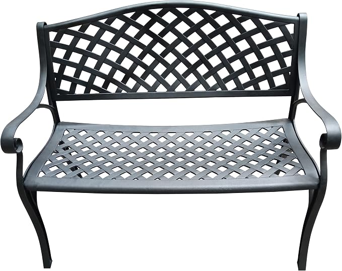 Oakland Living Outdoor Aluminum Modern Patio Bench Loveseat - Image 5