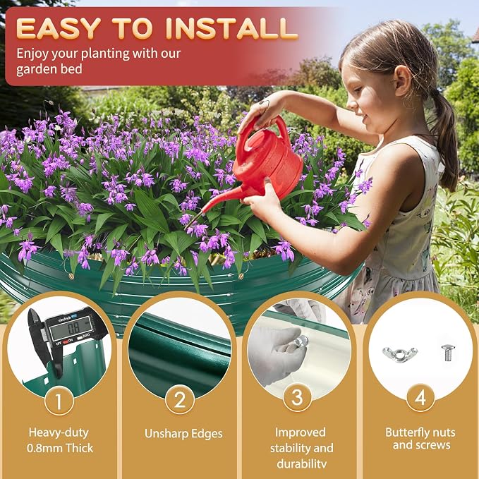 Durable Round Galvanized Steel Raised Garden Bed - Image 3