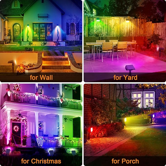 Solar Spot Lights Outdoor Color Changing, Christmas IP65 Waterproof Landscape - Image 2