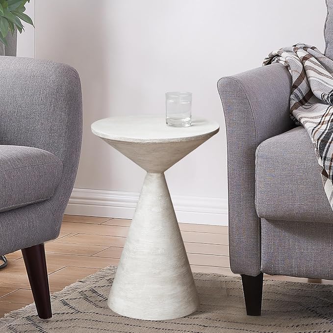 Small Drink Table, Round Martini Table, Drum End Table Side Table, Metal Accent by COVLON