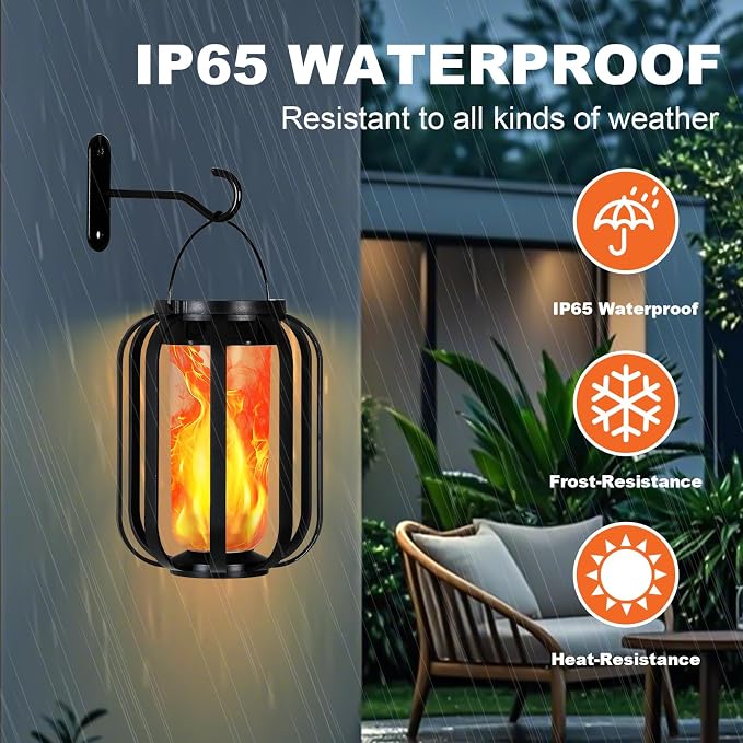 Solar Lantern Outdoor Lights, 2 Pack Waterproof Solar Powered Lanterns - Image 6