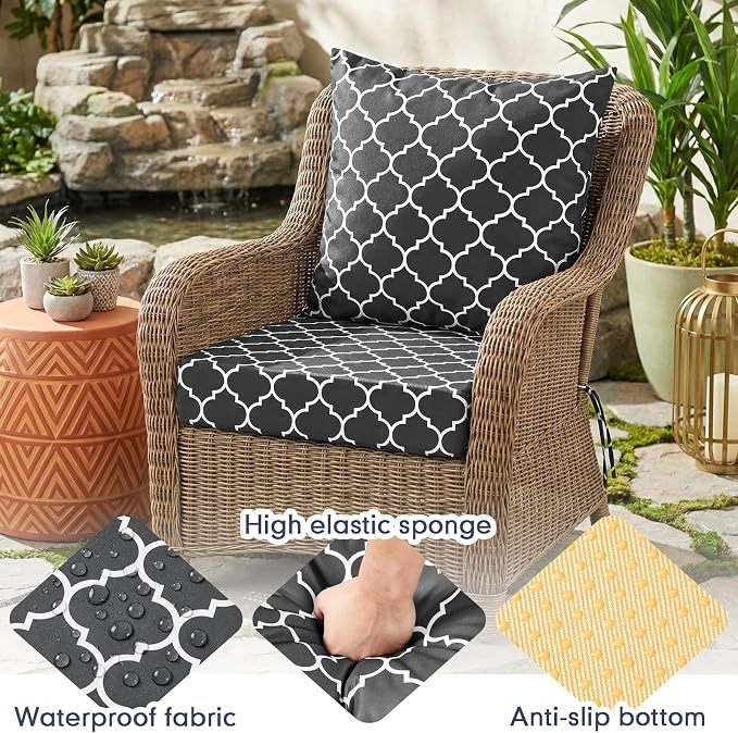 Hoteam 4 Set Outdoor Chair Patio Cushions 20 x 20 Inch Deep Seat Waterproof - Image 4